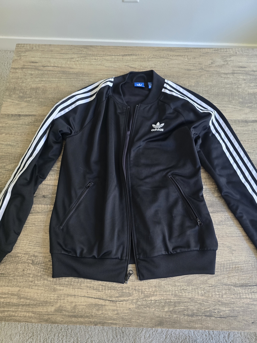 adidas Black Track Jacket with White Three-Stripes